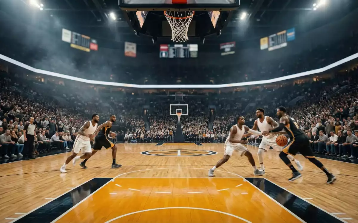Arena NBA gremita durante una partita di basket professionistico