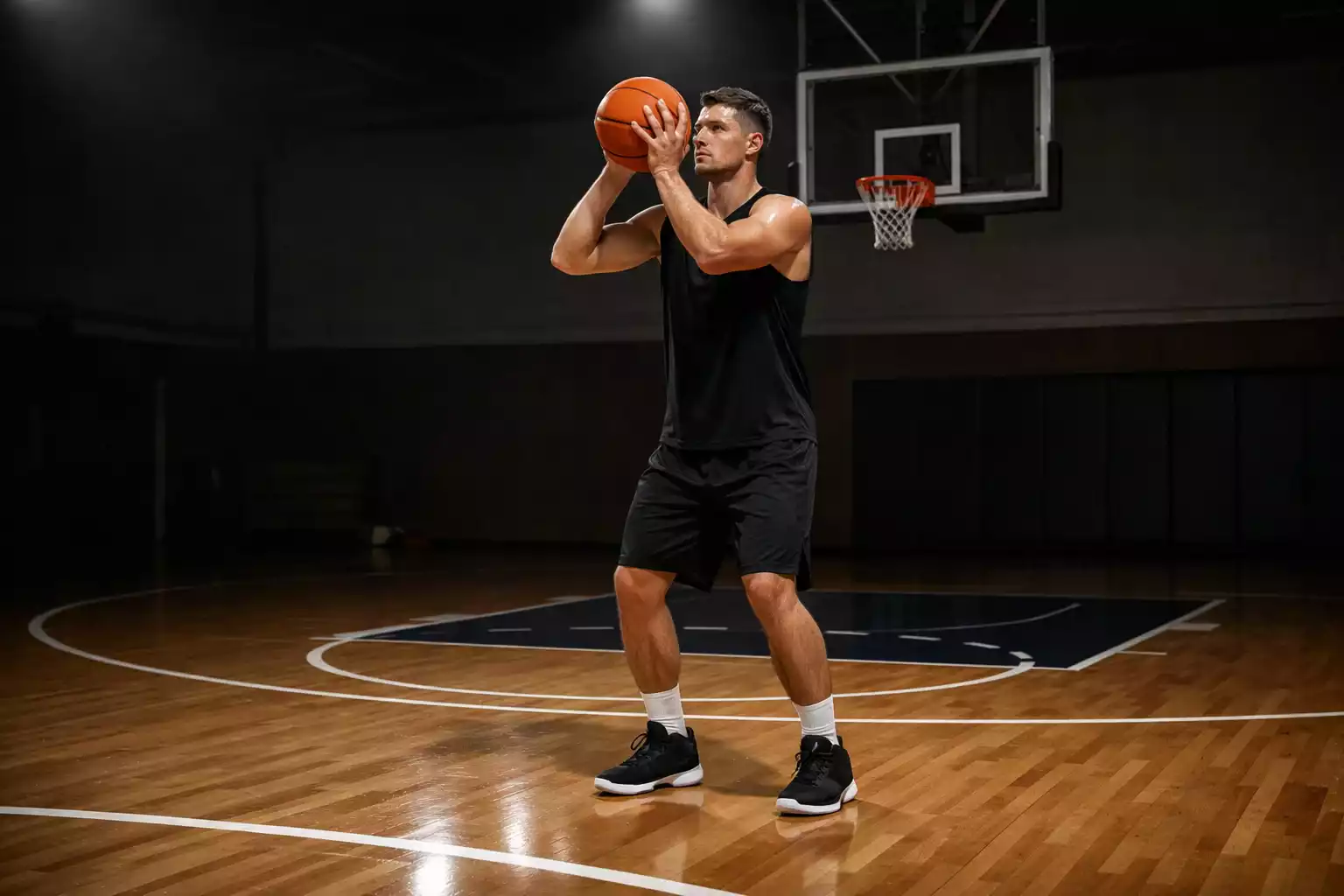 Giocatore di basket NBA durante un allenamento intensivo