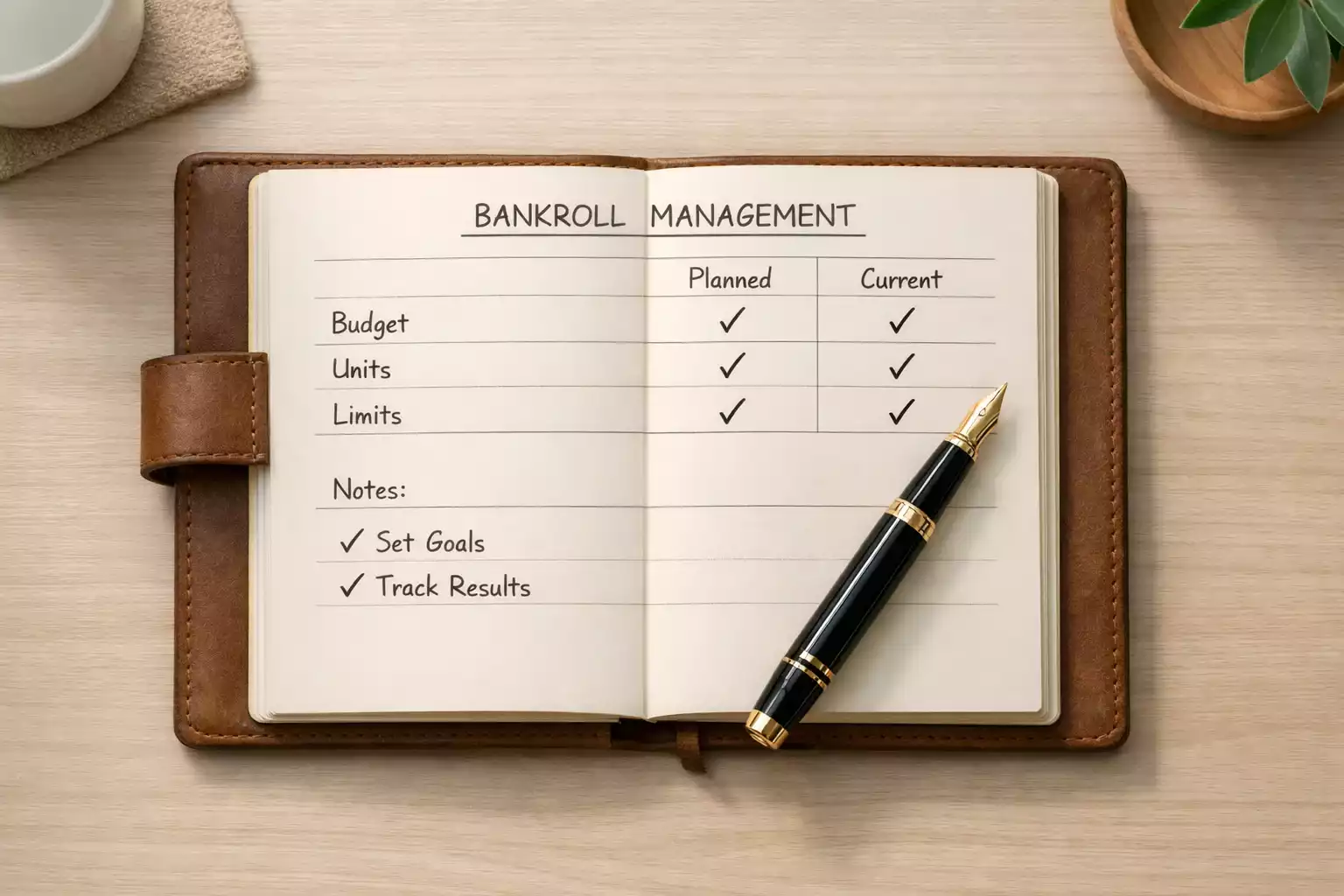 Blocco note con pianificazione finanziaria e penna